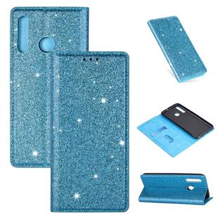 For Huawei P Smart+ 2019 Ultrathin Glitter Magnetic Horizontal Flip Leather Case with Holder & Card Slots(Sky Blue)