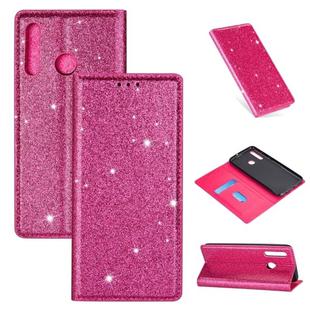 For Huawei P Smart+ 2019 Ultrathin Glitter Magnetic Horizontal Flip Leather Case with Holder & Card Slots(Rose Red)