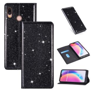 For Huawei P20 Lite Ultrathin Glitter Magnetic Horizontal Flip Leather Case with Holder & Card Slots(Black)