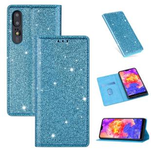 For Huawei P30 Ultrathin Glitter Magnetic Horizontal Flip Leather Case with Holder & Card Slots(Sky Blue)