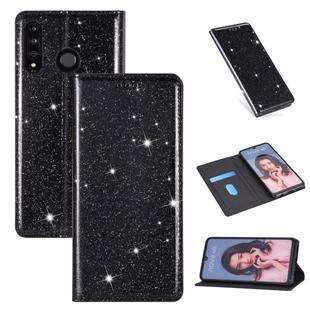 For Huawei P30 Lite Ultrathin Glitter Magnetic Horizontal Flip Leather Case with Holder & Card Slots(Black)