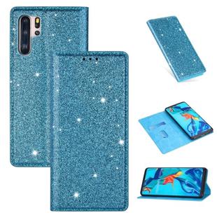 For Huawei P30 Pro Ultrathin Glitter Magnetic Horizontal Flip Leather Case with Holder & Card Slots(Sky Blue)