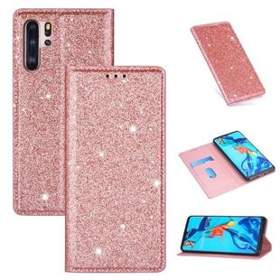 For Huawei P30 Pro Ultrathin Glitter Magnetic Horizontal Flip Leather Case with Holder & Card Slots(Rose Gold)