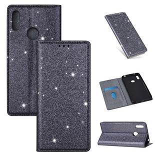 For Huawei Y6 (2019) Ultrathin Glitter Magnetic Horizontal Flip Leather Case with Holder & Card Slots(Gray)