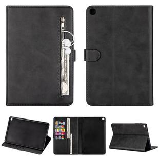 For Samsung Galaxy Tab A10.1 T510 / T515 Tablet Fashion Calf Texture Zipper Horizontal Flip Leather Case with Stand & Card Slots & Wallet & Wake-up / Sleep Function(Black)