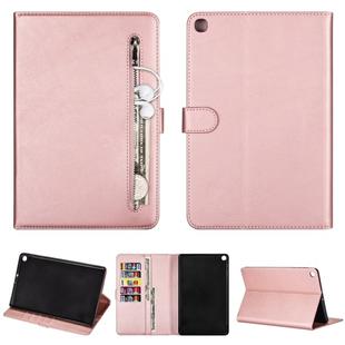 For Samsung Galaxy Tab A10.1 T510 / T515 Tablet Fashion Calf Texture Zipper Horizontal Flip Leather Case with Stand & Card Slots & Wallet & Wake-up / Sleep Function(Rose Gold)