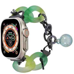 For Apple Watch Ultra 2 49mm Gradient Resin Chain Watch Band(Green)