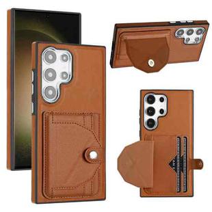 For Samsung Galaxy S24 Ultra 5G Shockproof Leather Phone Case with Card Holder(Brown)