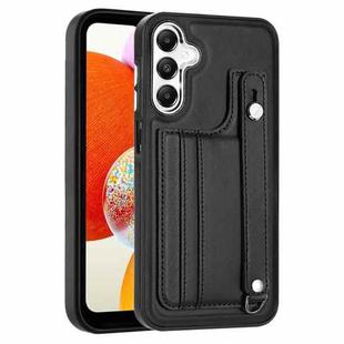 For Samsung Galaxy A15 Shockproof Leather Phone Case with Wrist Strap(Black)