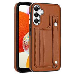 For Samsung Galaxy A15 Shockproof Leather Phone Case with Wrist Strap(Brown)