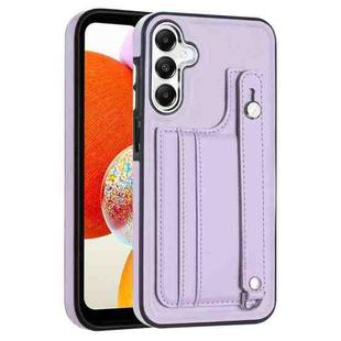 For Samsung Galaxy A25 5G Shockproof Leather Phone Case with Wrist Strap(Purple)