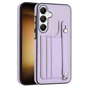 For Samsung Galaxy S24+ 5G Shockproof Leather Phone Case with Wrist Strap(Purple)