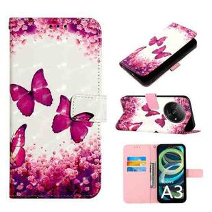 For Xiaomi Redmi A3 3D Painting Horizontal Flip Leather Phone Case(Rose Butterfly)