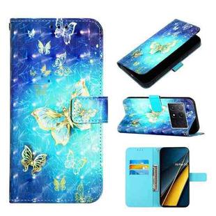 For Xiaomi Redmi K70E 3D Painting Horizontal Flip Leather Phone Case(Golden Butterfly)