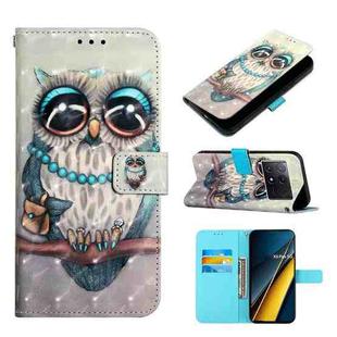 For Xiaomi Redmi K70E 3D Painting Horizontal Flip Leather Phone Case(Grey Owl)