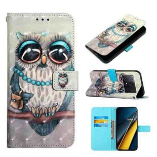 For Xiaomi Poco X6 Pro 3D Painting Horizontal Flip Leather Phone Case(Grey Owl)