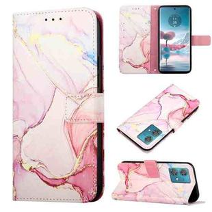 For Motorola Edge 40 Neo PT003 Marble Pattern Flip Leather Phone Case(Rose Gold)