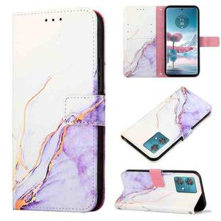 For Motorola Edge 40 Neo PT003 Marble Pattern Flip Leather Phone Case(White Purple)