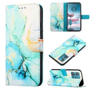 For Motorola Edge 40 Neo PT003 Marble Pattern Flip Leather Phone Case(Green)