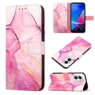 For Motorola Moto G Play 4G 2024 PT003 Marble Pattern Flip Leather Phone Case(Pink Purple Gold)