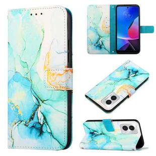 For Motorola Moto G Play 4G 2024 PT003 Marble Pattern Flip Leather Phone Case(Green)