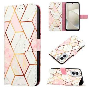 For Motorola Moto G Power 5G 2024 PT003 Marble Pattern Flip Leather Phone Case(Pink White)