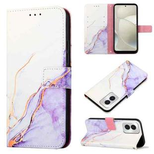 For Motorola Moto G Power 5G 2024 PT003 Marble Pattern Flip Leather Phone Case(White Purple)