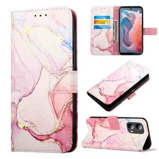 For Motorola Moto G Play 5G 2024 PT003 Marble Pattern Flip Leather Phone Case(Rose Gold)