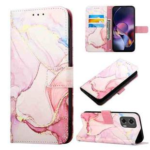 For Motorola Moto G Stylus 5G 2024 PT003 Marble Pattern Flip Leather Phone Case(Rose Gold)