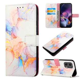 For Motorola Moto G Stylus 5G 2024 PT003 Marble Pattern Flip Leather Phone Case(Galaxy Marble White)