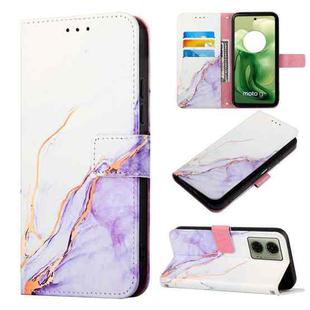 For Motorola Moto G04 4G / G24 4G PT003 Marble Pattern Flip Leather Phone Case(White Purple)