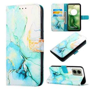 For Motorola Moto G04 4G / G24 4G PT003 Marble Pattern Flip Leather Phone Case(Green)