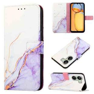 For Xiaomi Redmi 13C PT003 Marble Pattern Flip Leather Phone Case(White Purple)