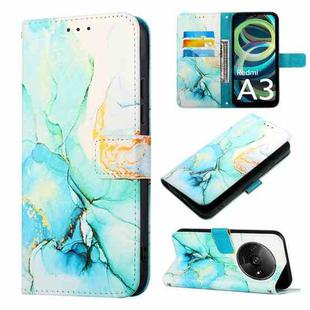 For Xiaomi Redmi A3 PT003 Marble Pattern Flip Leather Phone Case(Green)