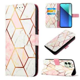 For Xiaomi Redmi Note 13 4G Global PT003 Marble Pattern Flip Leather Phone Case(Pink White)