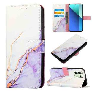 For Xiaomi Redmi Note 13 4G Global PT003 Marble Pattern Flip Leather Phone Case(White Purple)