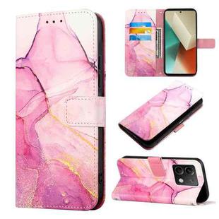 For Xiaomi Redmi Note 13 5G Global PT003 Marble Pattern Flip Leather Phone Case(Pink Purple Gold)