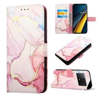 For Xiaomi Poco X6 Pro PT003 Marble Pattern Flip Leather Phone Case(Rose Gold)