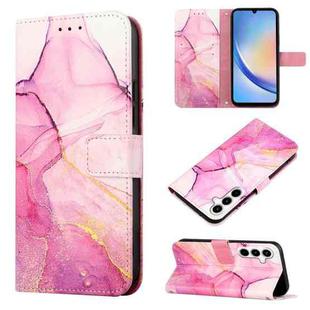 For Samsung Galaxy A35 5G PT003 Marble Pattern Flip Leather Phone Case(Pink Purple Gold)