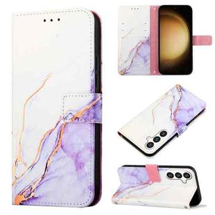 For Samsung Galaxy S24 5G PT003 Marble Pattern Flip Leather Phone Case(White Purple)