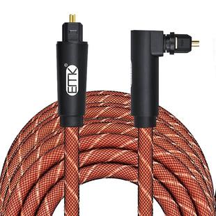 EMK 90 Degree Swivel Adjustable Right Angled 360 Degrees Rotatable Plug Nylon Woven Mesh Optical Audio Cable, Cable Length:5m(Orange)