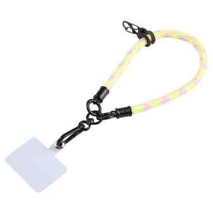 Universal Mobile Phone Pattern Short Wrist Lanyard(Pink Yellow)