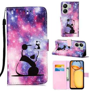 For Xiaomi Redmi 13C Colored Drawing Pattern Plain Weave Leather Phone Case(Baby Panda)
