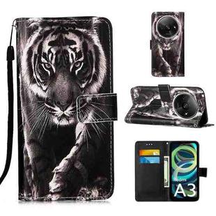 For Xiaomi Redmi A3 Colored Drawing Pattern Plain Weave Leather Phone Case(Black And White Tiger)