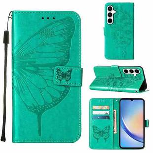 For Samsung Galaxy A35 5G Embossed Butterfly Leather Phone Case(Green)