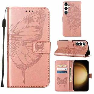 For Samsung Galaxy S24 5G Embossed Butterfly Leather Phone Case(Rose Gold)