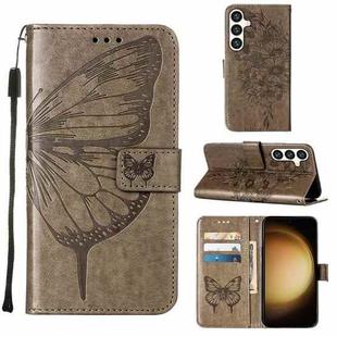 For Samsung Galaxy S24+ 5G Embossed Butterfly Leather Phone Case(Grey)