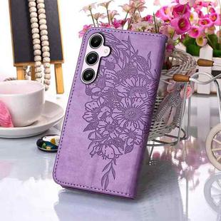 For Samsung Galaxy A55 Embossed Butterfly Leather Phone Case(Light Purple)