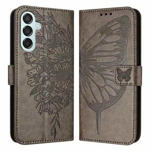 For Samsung Galaxy M15/F15 5G Global Embossed Butterfly Leather Phone Case(Grey)
