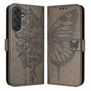 For Samsung Galaxy M55 Embossed Butterfly Leather Phone Case(Grey)